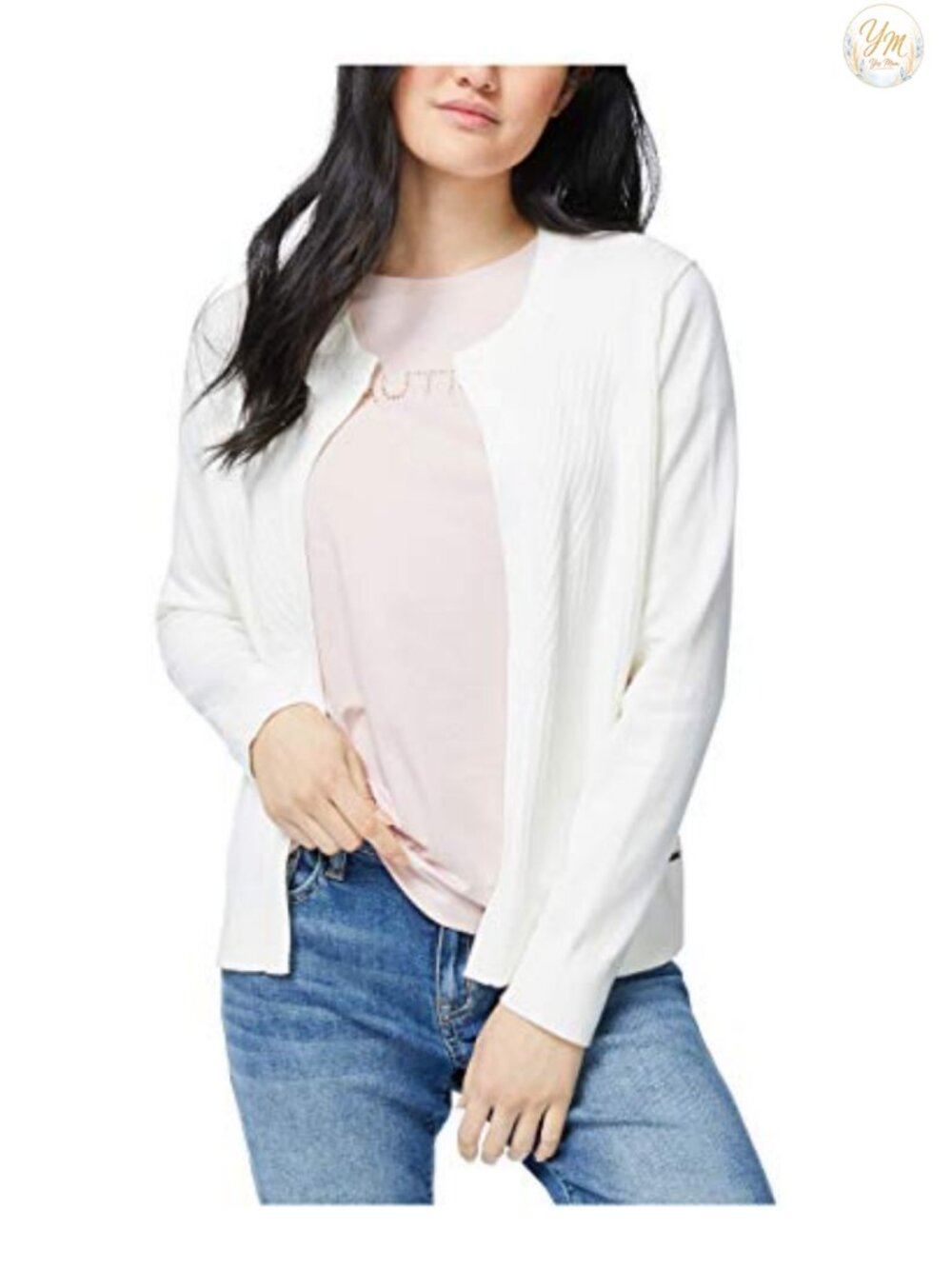 Ribbed Open Layering Cardigan Long Sleeve Crew Neck Classic Fit Cotton